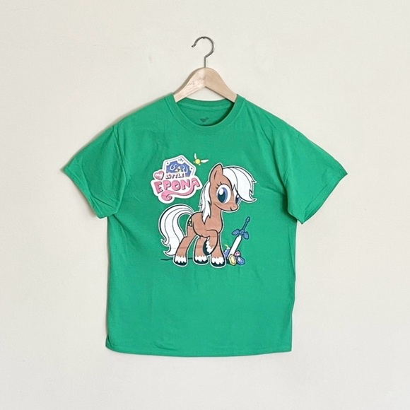 My Little Epona Legend of Zelda My Little Pony Parody Green T Shirt Adult Medium - Picture 1 of 8